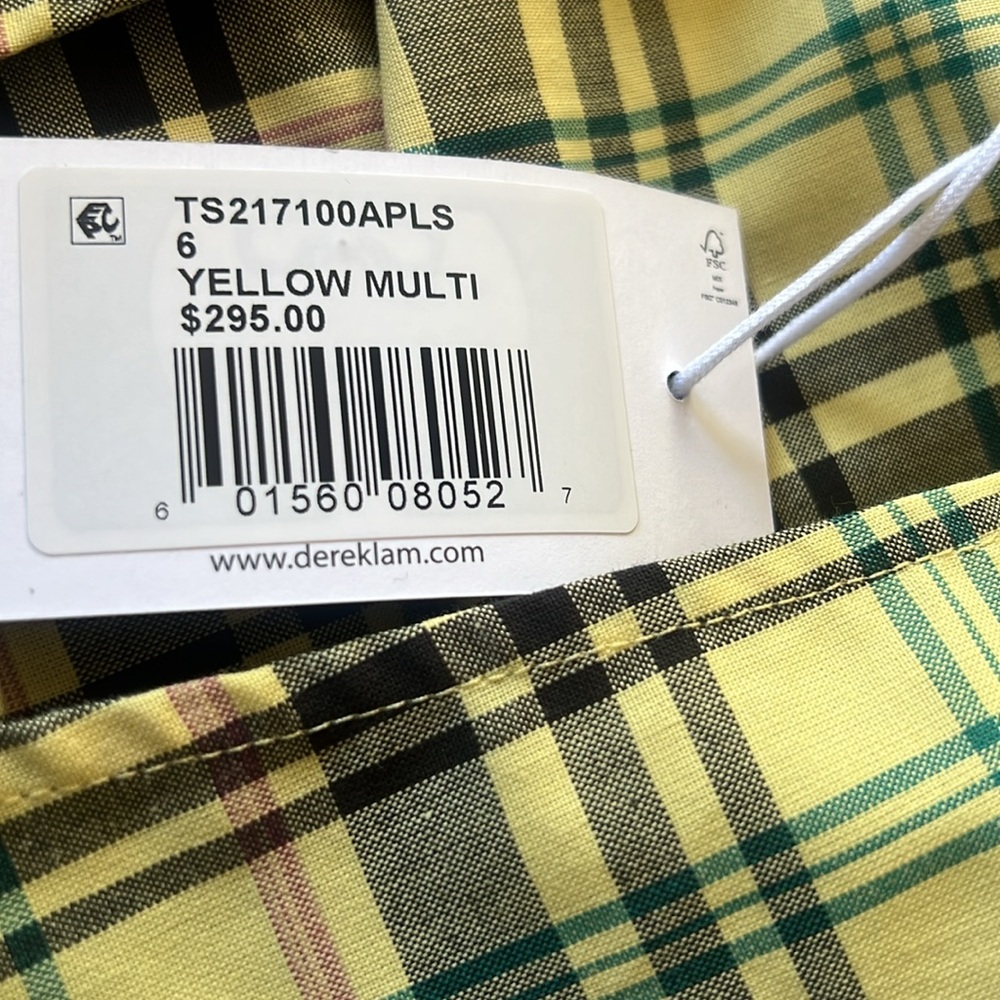 Derek Lam NWT cropped checked cotton blend poplin Puff Sleeve Top. Size 6. - Picture 4 of 6